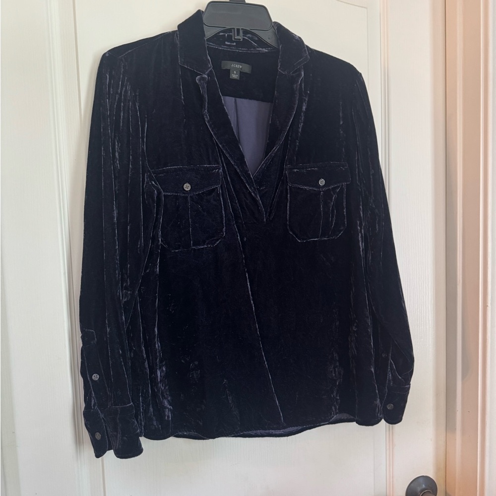 J. Crew Velvet Navy Top